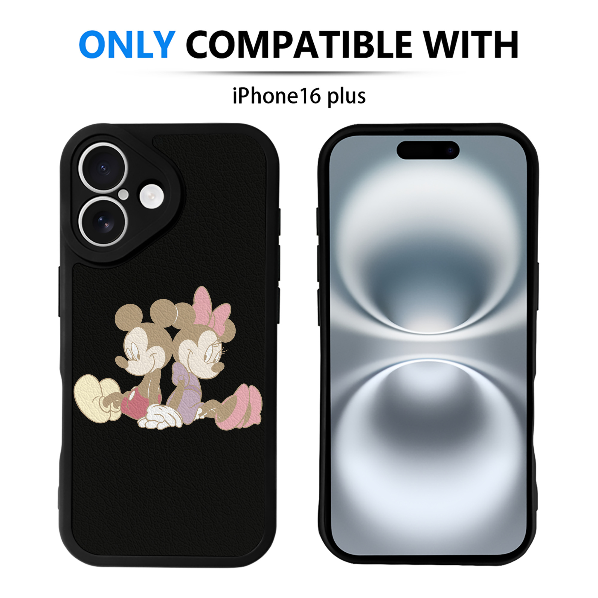 （画像用） ミッキーマウス Mickey Mouse 【iPhone 16シリーズ対応】シリコンスマホケース（レザー調） 材質：シリコン